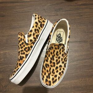 Vans leopard slip ons